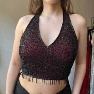 Vintage 90s designer beaded red